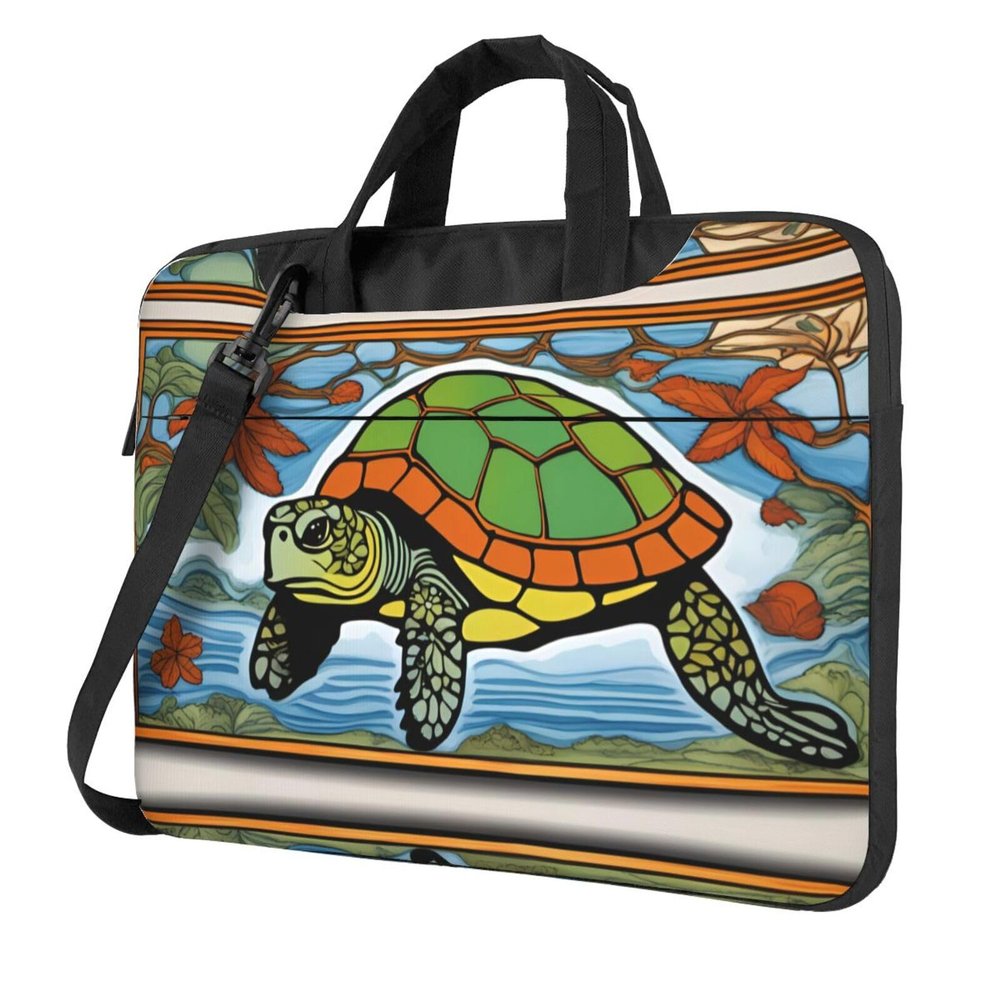 YYHWHJDE Hawaiian Tapa Honu Turtle pattern Fashionable and ultra-thin shoulder laptop bag 13 inch Shockproof soft lining