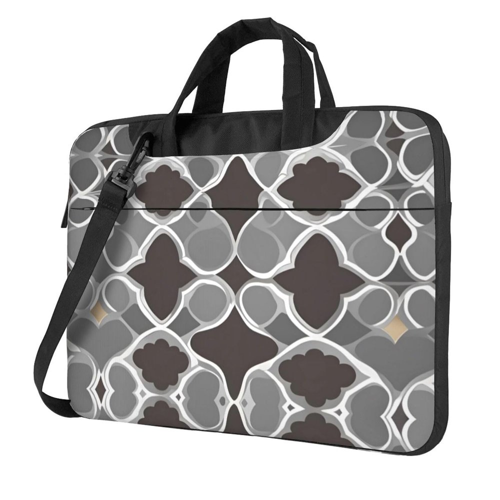 YYHWHJDE Quatrefoil Grey pattern Fashionable and ultra-thin shoulder laptop bag 14 inch Shockproof soft lining