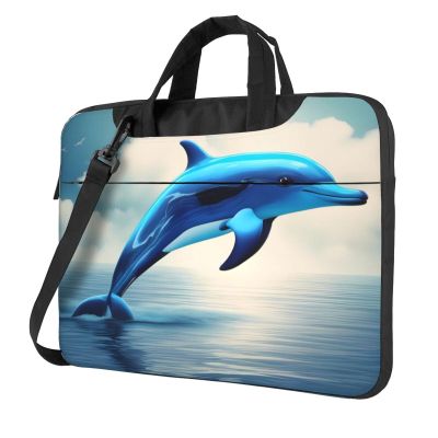 YYHWHJDE Blue ocean dolphin pattern Fashionable and ultra-thin shoulder laptop bag 15.6 inch Shockproof soft lining