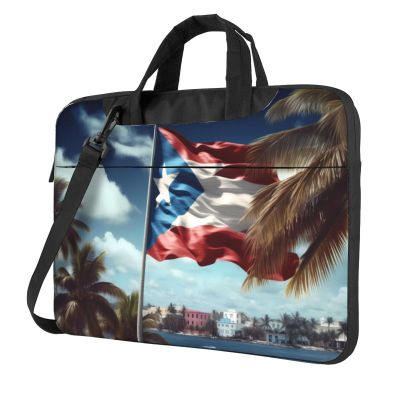 YYHWHJDE puerto rico wallpaper flag picture Fashionable and ultra-thin shoulder laptop bag 14 inch Shockproof soft lining