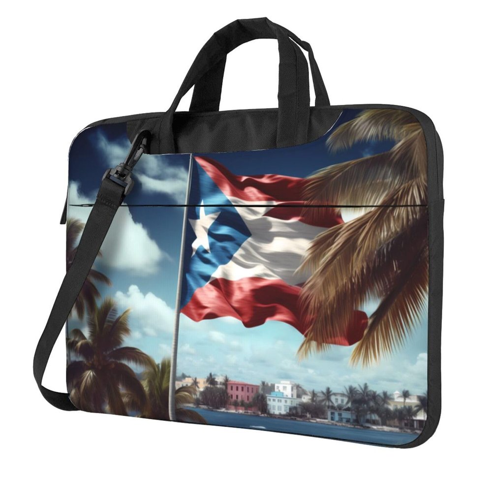 YYHWHJDE puerto rico wallpaper flag picture Fashionable and ultra-thin shoulder laptop bag 14 inch Shockproof soft lining