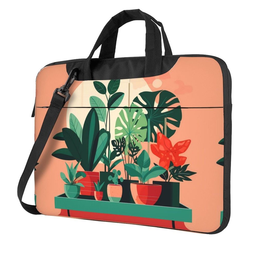 YYHWHJDE Indoor potted green plants picture Fashionable and ultra-thin shoulder laptop bag 13 inch Shockproof soft lining