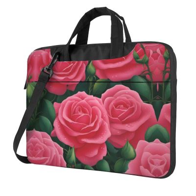 YYHWHJDE Dew rose pattern Fashionable and ultra-thin shoulder laptop bag 13 inch Shockproof soft lining