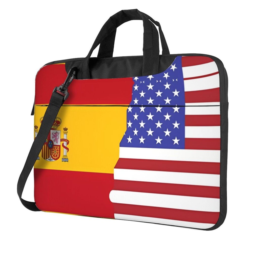 YYHWHJDE American Spain Flag pattern Fashionable and ultra-thin shoulder laptop bag 14 inch Shockproof soft lining