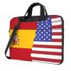 YYHWHJDE American Spain Flag pattern Fashionable and ultra-thin shoulder laptop bag 14 inch Shockproof soft lining view 1
