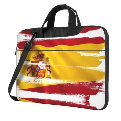 YYHWHJDE Spain Flag pattern Fashionable and ultra-thin shoulder laptop bag 14 inch Shockproof soft lining