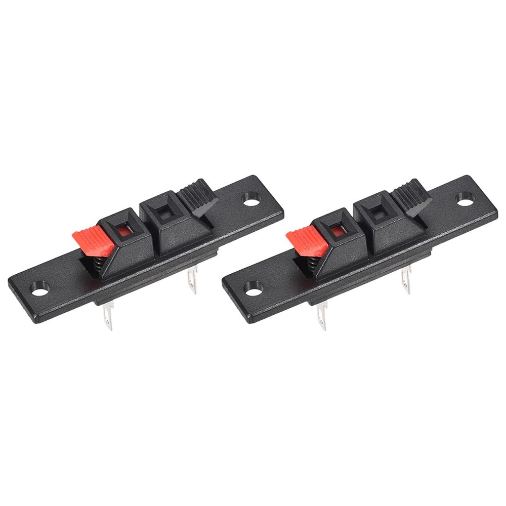 Rebower Spring Push Release Socket 2 Position Speaker Terminal Connector, [for Speaker, Audio Player] - 42mm / Red Black / 4 Pcs