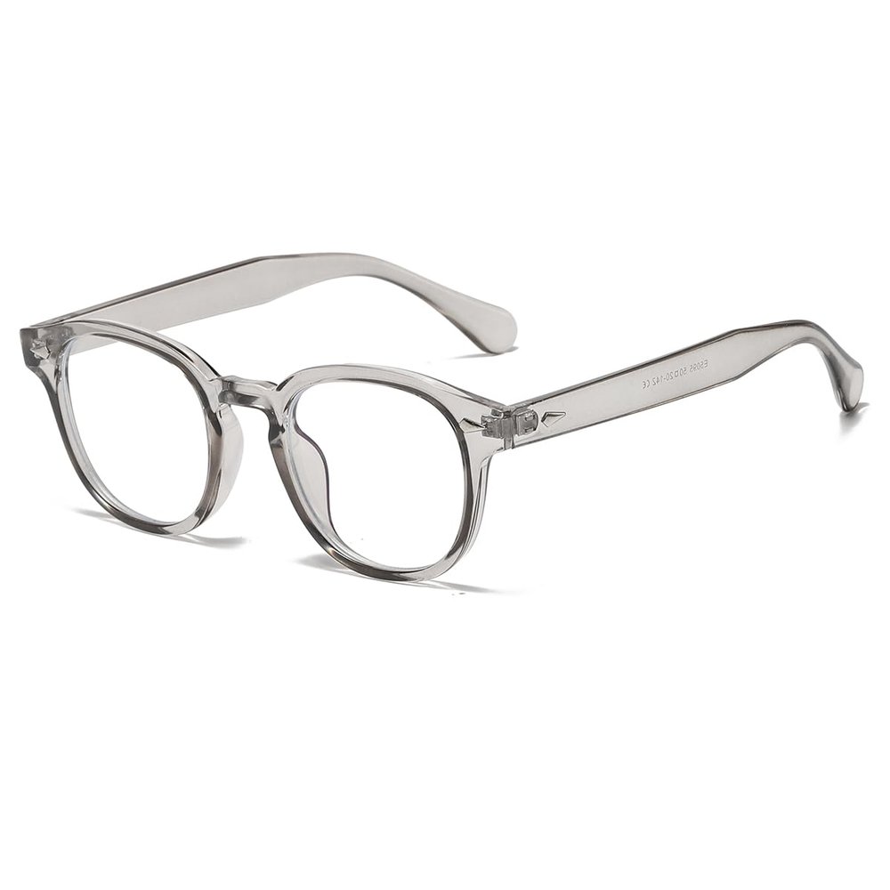NIDOVIX Retro Round Blue Light Blocking Glasses for Men Women, Vintage Frame Non-prescription Computer Reading Eyeglasses (Transparent Grey)