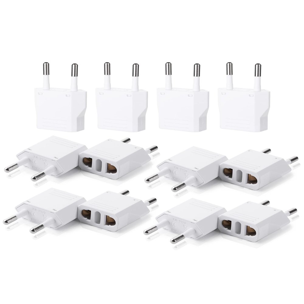 Bates- European Travel Plug Adapter, 12 Pack, US to Europe Plug Adapter Type C, Outlet Converter, USA to Europe, Italy, Spain, Germany, France, EU