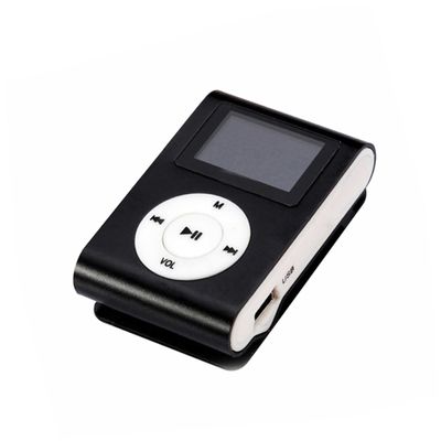 jojofuny 2pcs Mini USB Clip Player LCD Screen Supports Card Lightweight Music Player for Sports and Outdoor Activities Black
