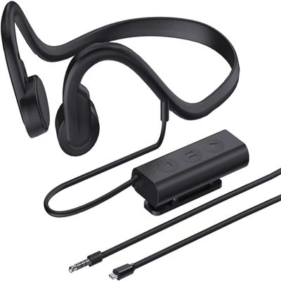 DESAV Wired Bone Conduction Headphones, 3.5Mm Or Type C, Open-Ear Outdoor Headset, Waterproof Sweatproof Noise Reduction with Mic, for Running, Sports, Fitness,3.5mm/Type c