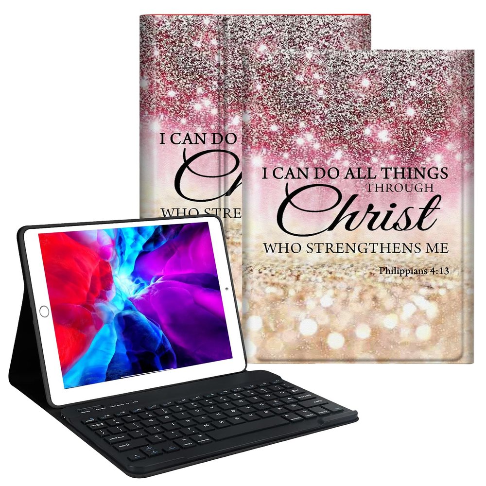FUYOCWE Keyboard Case for Amazon Fire HD 10 Tablet Case (13th/11th Generation,2023/2021,10.1"),Slim Adjustable Stand Cover with Detachable Wireless Keyboard-I can do All Things Through Christ