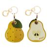 BORKUANA Leather Keychain Holder Case Compatible with Apple AirTag, Cute Protective Air Tag Cover with Keychain Ring, Anti-Scratch Finder GPS Tracker Case for Wallet Keys(Yellow pear) view 1