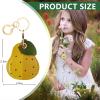 BORKUANA Leather Keychain Holder Case Compatible with Apple AirTag, Cute Protective Air Tag Cover with Keychain Ring, Anti-Scratch Finder GPS Tracker Case for Wallet Keys(Yellow pear) view 2