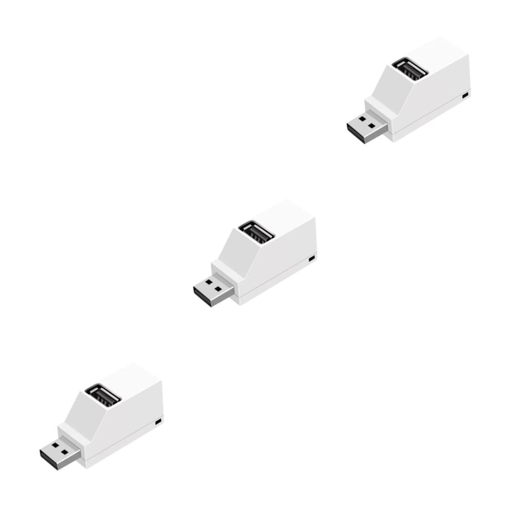 HOMSFOU 3pcs 3 3-Port 2.0 Hub Single Ultra Thin for Laptops/desktops White High Performance Components