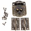 2Pcs Antique Bronze Furniture Wooden Box Hinge + 1pcs Brass Hardware Antique Bronze Wooden Box Cabinet Toggle Latch Hasp. view 1