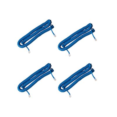 iSoHo Phones Bundle of 4 Telephone Cord Handset Curly - 2 Sets (2 x 15ft, 2 x 25ft) - Crisp Sound, Easy to Use - Perfect for Home or Office - Classic Blue