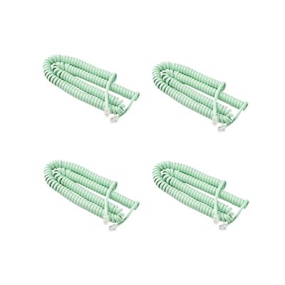 iSoHo Phones Bundle of 4 Telephone Cord Handset Curly - 2 Sets (2 x 15ft, 2 x 25ft) - Crisp Sound, Easy to Use - Perfect for Home or Office - Earth Day Green