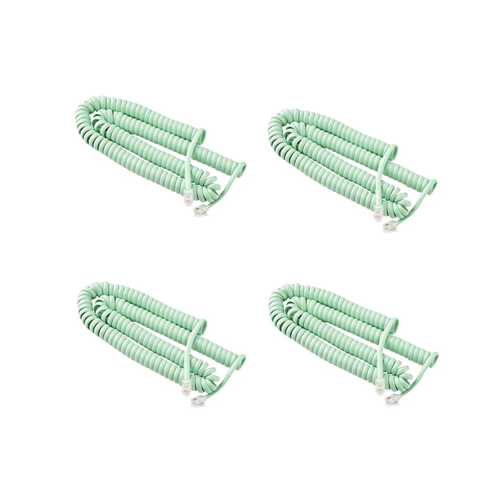 iSoHo Phones Bundle of 4 Telephone Cord Handset Curly - 2 Sets (2 x 15ft, 2 x 25ft) - Crisp Sound, Easy to Use - Perfect for Home or Office - Earth Day Green