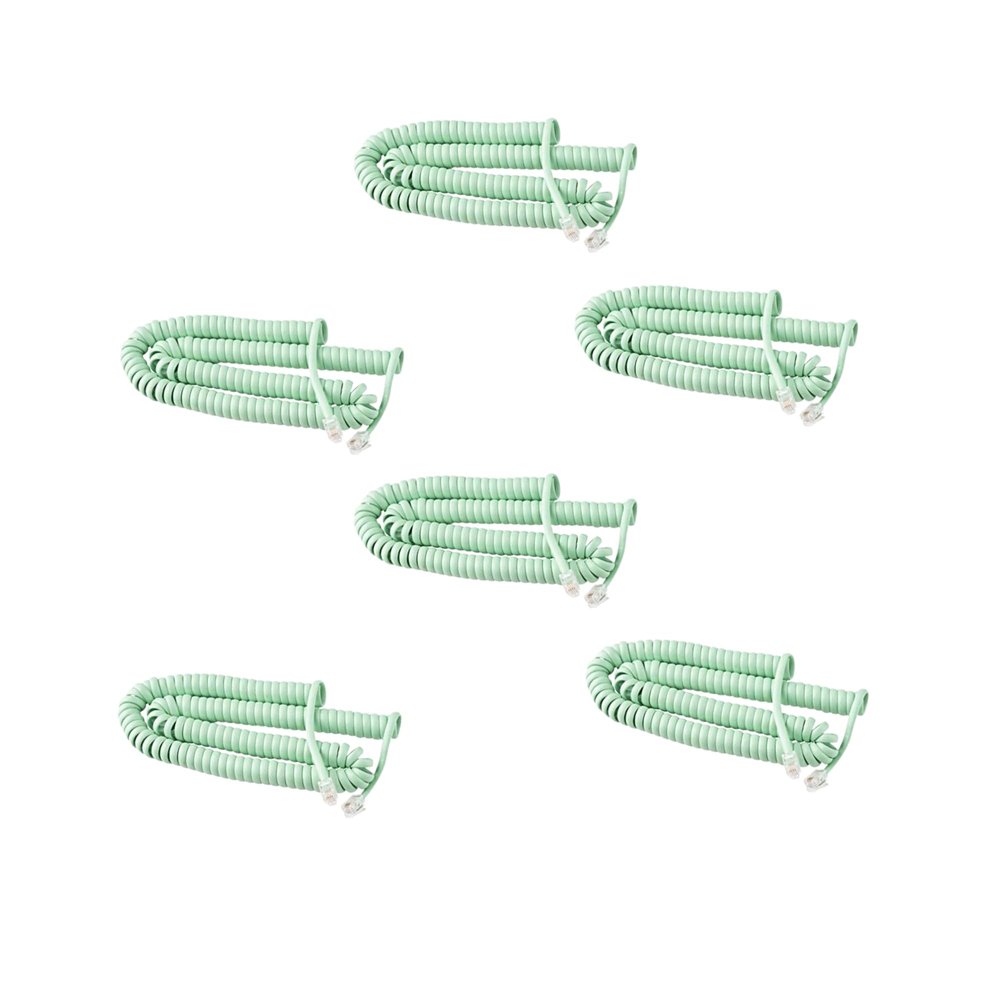 iSoHo Phones Bundle of 6 Telephone Cord Handset Curly - 2 Sets (3 x 15ft, 3 x 25ft) - Crisp Sound, Easy to Use - Perfect for Home or Office - Earth Day Green
