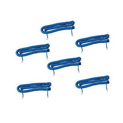 iSoHo Phones Bundle of 6 Telephone Cord Handset Curly - 2 Sets (3 x 15ft, 3 x 25ft) - Crisp Sound, Easy to Use - Perfect for Home or Office - Classic Blue