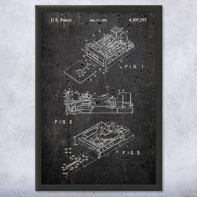 Framed Floppy Disk Drive Print, Computer Science Art, Programmer Gift, Disk Drive Art Print, Computer Lab Art Dark Concrete (11x17)