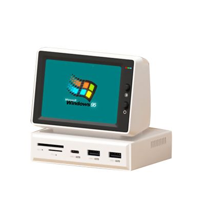 MOOKEENONE 3.5inch Vintage Secondary Screen Monitor, Mini Cute Monitor for PC Laptop, Support HDMI USB 3.0 Hub SD3.0 TF Card Reader
