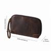 AIGUONIU Genuine Leather Electronics Cable Organizer- Travel Organizer Bag for USB Cable, Charger, Passport, Cash, Phone etc (Coffee) view 2