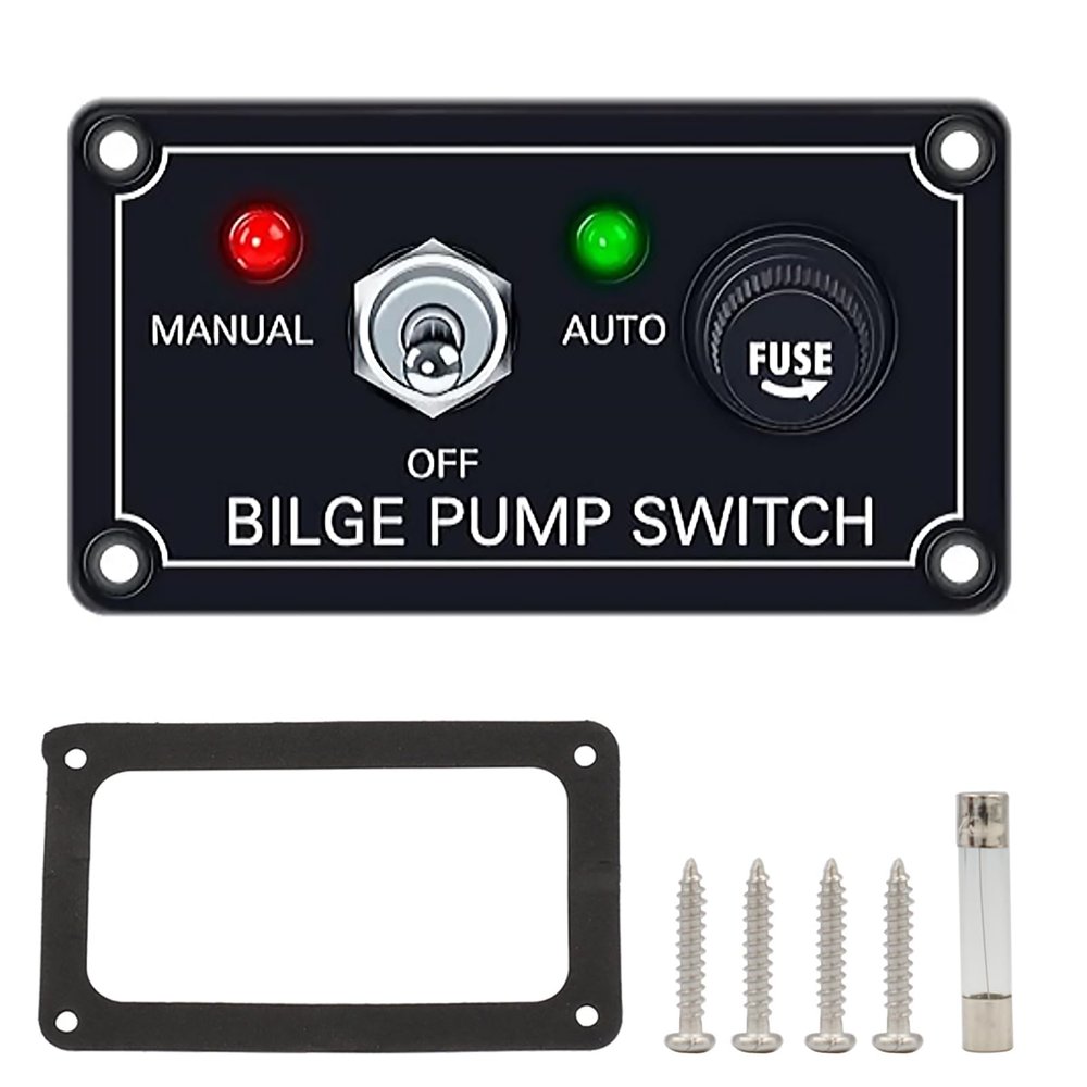 MOOKEENONE 12V DC ON-Off-ON Bilge Pump Switch Panel Rocker Toggle Switch Pane with Fuse for Boat Marine Cars Yachts ATVs