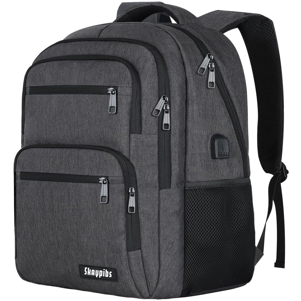 Backpck for Men Women, School Backpack for Boys Teens, 15.6 inch Laptop Back Pack with USB Charger Port, Bookbag with USB Charger for College High Middle School Travel Business Work Mochilas Black