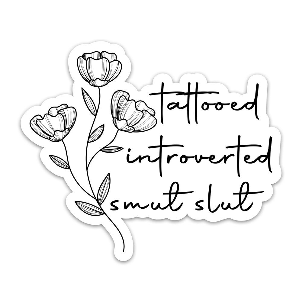 (3PCs) Tattooed Introverted Funny Adult Reading Dark Romance Book Lovers Stickers, Bookish Readers Waterproof Vinyl Stickers for Laptop Tumbler Notebook Water Bottle Decals Gifts 3 Inches
