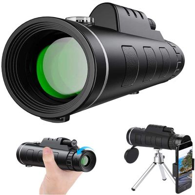 Monocular Handheld Telescope, 40x60 High Power HD Monocular Dual Focus with Smartphone Holder Tripod for Bird Watching, Camping, Travelling