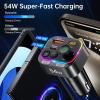 Syncwire Bluetooth 5.4 FM Transmitter Car Adapter 54W (PD 36W & 18W) [Stronger Dual Mics] [Light Switch] [HiFi Bass Sound] [Fast Charging] Wireless Radio Receiver Hands-Free Calling LED Display view 4