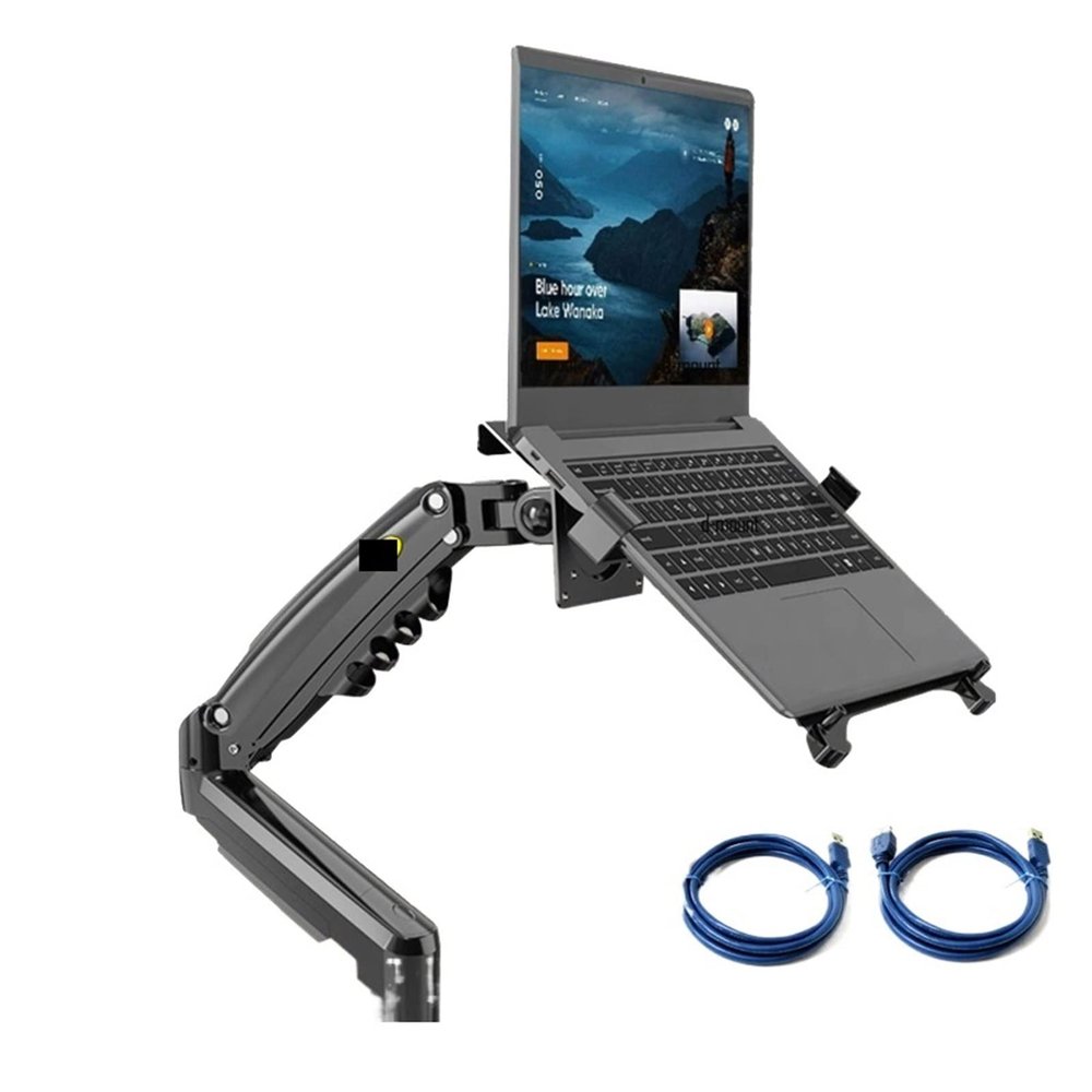 2 in 1 F80 + FP-2 for 17-30" Monitor + 10"-17" Laptop Desktop Holder Notebook Computer Mount Stand Laptop Clamp (Color : with 2pc USB3)