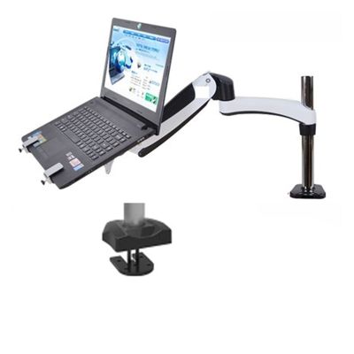DL-GM112-LP1 Full Motion Aluminum Air Press Gas Spring Dual Arm Laptop Desktop Mount Swivel Grommet Hole Clamp Notebook Tray (Color : Grommet Base)