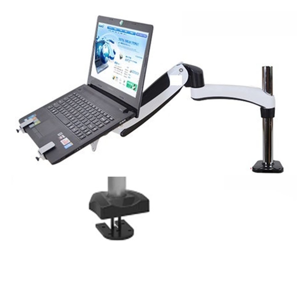 DL-GM112-LP1 Full Motion Aluminum Air Press Gas Spring Dual Arm Laptop Desktop Mount Swivel Grommet Hole Clamp Notebook Tray (Color : Grommet Base)