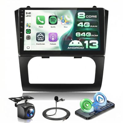 8 CORE 4G+64G Android 13 Car Stereo for Nissan Altima 2008-2012 with Wireless Carplay Android Auto, 9 Inch Touch Screen Car Radio GPS/WiFi/Bluetooth/32-Band DSP/USB/SWC+HD Backup Camera