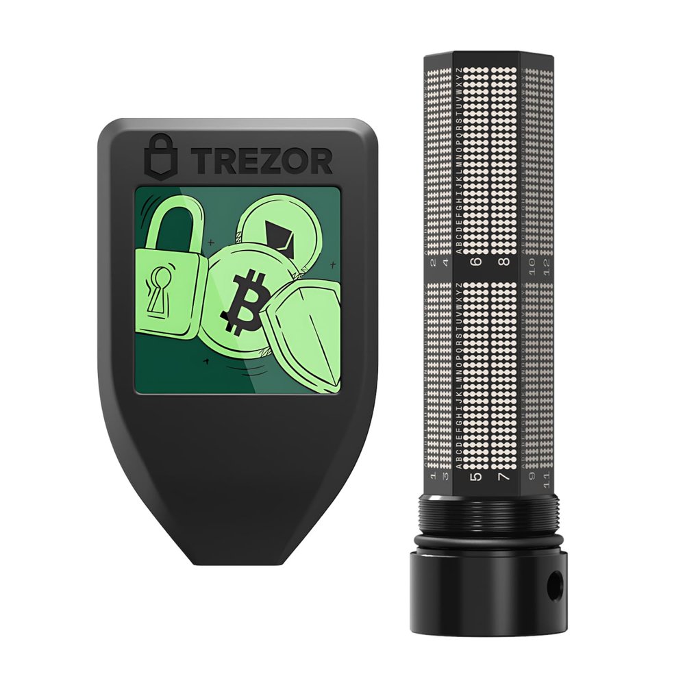 Trezor Model T + Keep Metal 24 Word SeedPhrase Storage