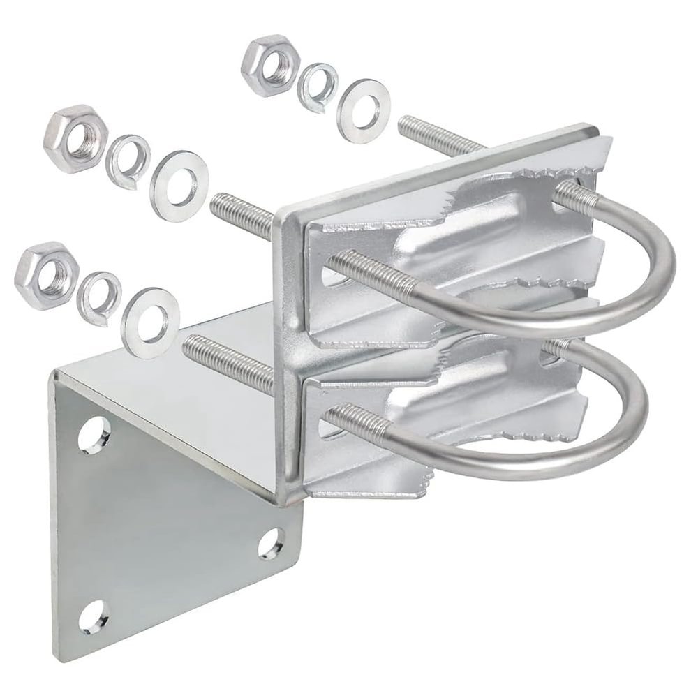 Luejnbogty Antenna Pole Mount Kits, Antenna Pole Mount Bracket with Double U-Bolts Clamp V Jaw Bracket for Antenna Pole Holder Easy Install Easy to Use