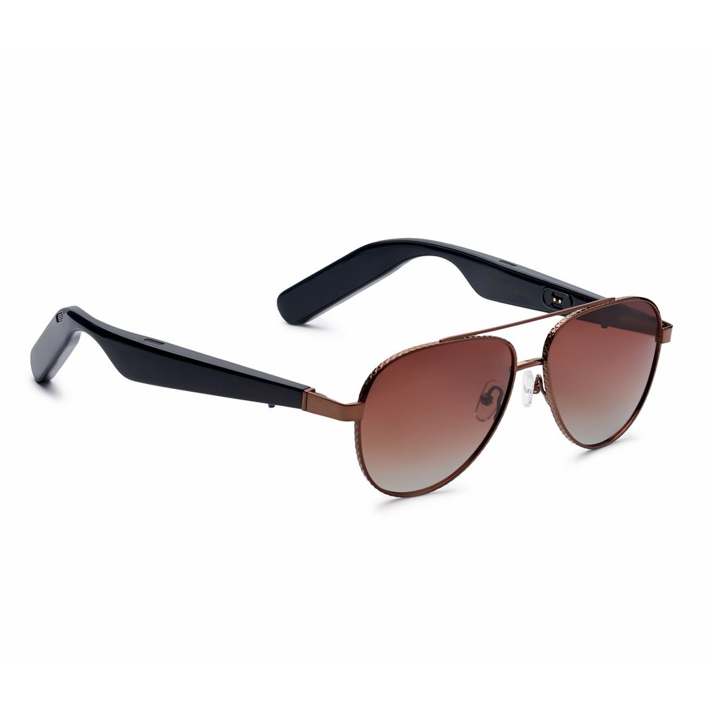 Nautica Admiral Smart Sunglasses for Men & Women - Wireless Smart Glasses with Open Ear Speakers and Microphone, Polarized UV400 Lenses - Brown Gradient (Wide)