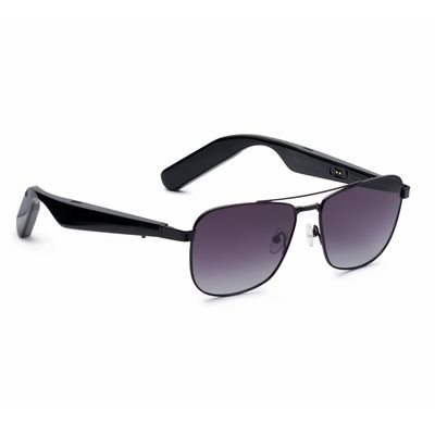 Lucyd Nautica Corsair Smart Sunglasses for Men & Women - Wireless Smart Glasses with Open Ear Speakers and Microphone, Polarized UV400 Lenses - Black Gradient (Wide)
