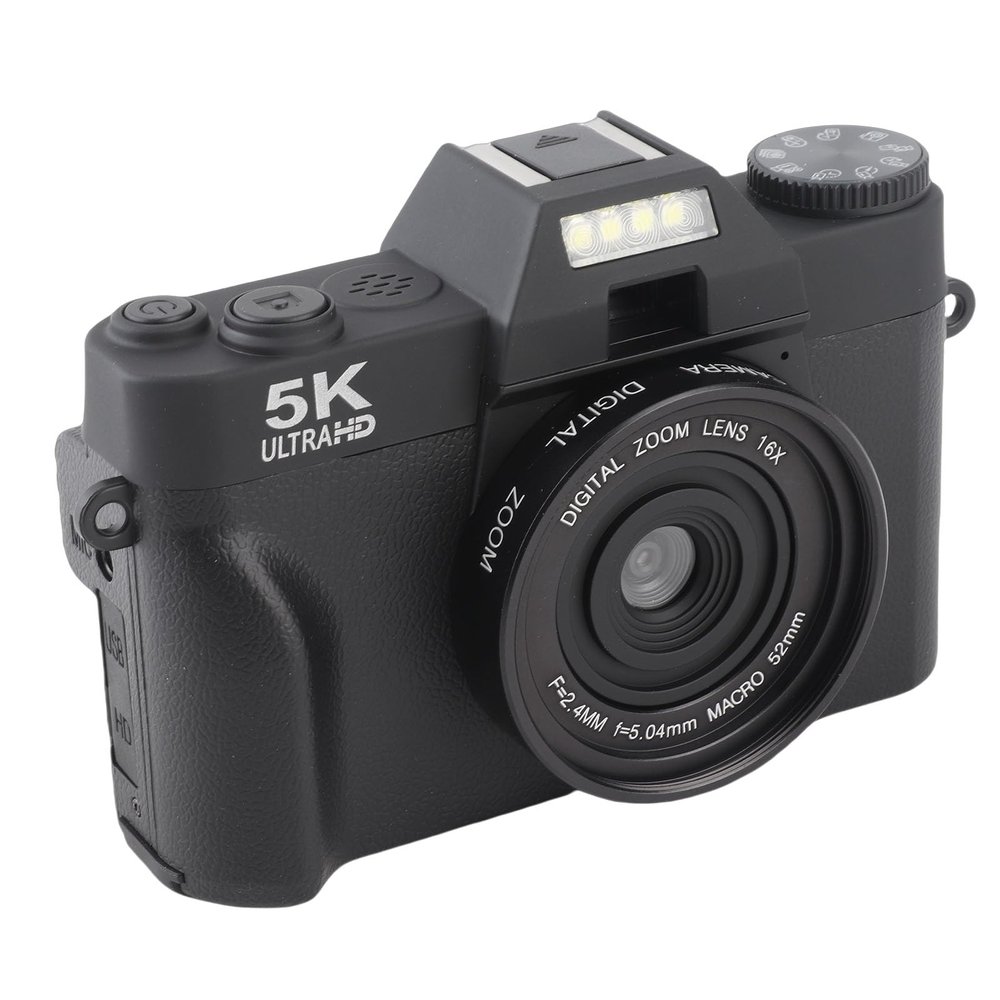 5K Digital Camera, 75MP Video Camera with 180 Flip Screen, 16X Digital Zoom, Autofocus, Multiple Interfaces, Wide Lenes, Compact Camera for Photography Vlogging