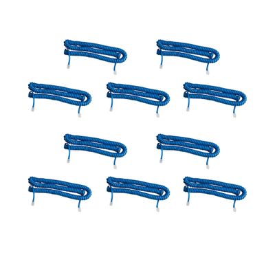 iSoHo Phones Bundle of 10 Telephone Cord Handset Curly - 2 Sets (5 x 15ft, 5 x 25ft) - Crisp Sound, Easy to Use - Perfect for Home or Office - Classic Blue