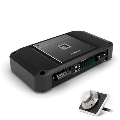 Alpine R2-A150M R-Series Mono Subwoofer Amplifier RUX-H01 Remote Bass Knob Bundle