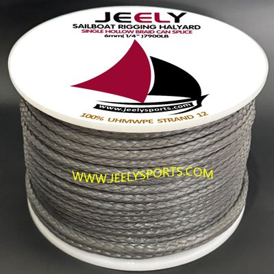 3mm(1/8''),3.5mm(9/64''),4mm(5/32''),5mm(3/16''),6mm(1/4'') 100ft 30m Strand 12 UHMWPE Single Hollow Braid Sailboat Line Paraglider Winch Towing Rope (100, 6mm)