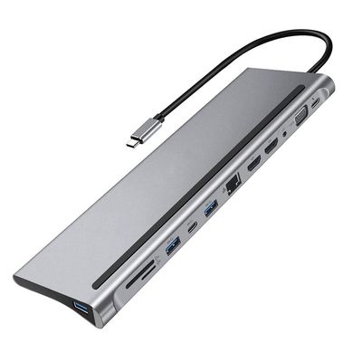 External Hard Drives 12-in-1 Type-C HUB 4K Docking Station Dual HDMI RJ45 Gigabit LAN PD Laptop Docking Stations