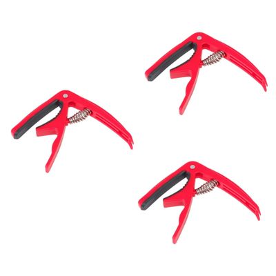 TEMKIN 3pcs for on Clamp Style Ukulele Ukulel Metal and Fast Capo Tuner Change Bass Acoustic Guitar Guitars Universal Clip Replacement Electirc Red Clip-on Picks Mandolin Banjo Accessory Guitar