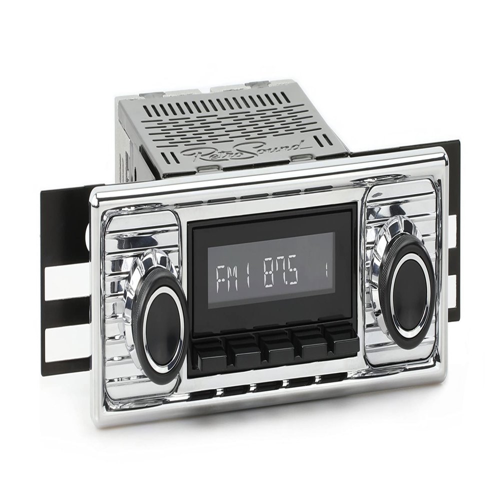 RetroRadio Compatible with 1963-69 Mercedes-Benz 230 Series with Chrome Faceplate Features Include Bluetooth, AUX, AM/FM LAB-M1-308-309-39-78PM19