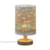 YYZZH Table Lamp Cute Cars Pattern Cartoon Transportation Doodle Nightstand Lamp with Wood Base Fabric Lamp Shade Bedside Desk Lamp for Living Room Bedroom Kids Room Office view 2