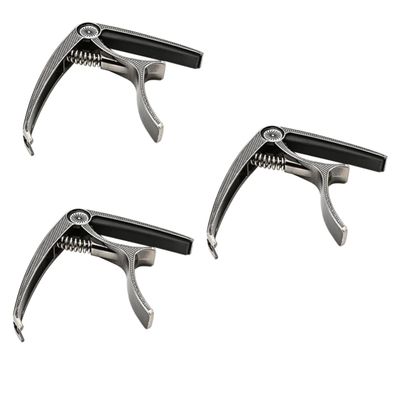 TEMKIN 3pcs Capo Tuner Guitar Decked Accessories Guitar Capos Capo Clamp Part Clip on Guitar Capo Acoustic Guitar Capo Guitar Supply Metal Guitar Capo Ukelele Capo Tuning Silver Ukulele Guitar